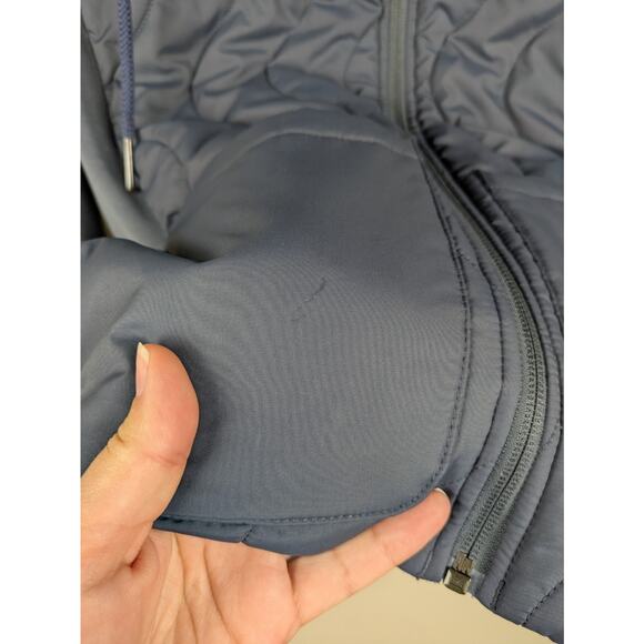 BARBOUR Navy Blue Strathmore Sweatshirt Full Zip Hooded Quilted Women's US 8 - Picture 4 of 8